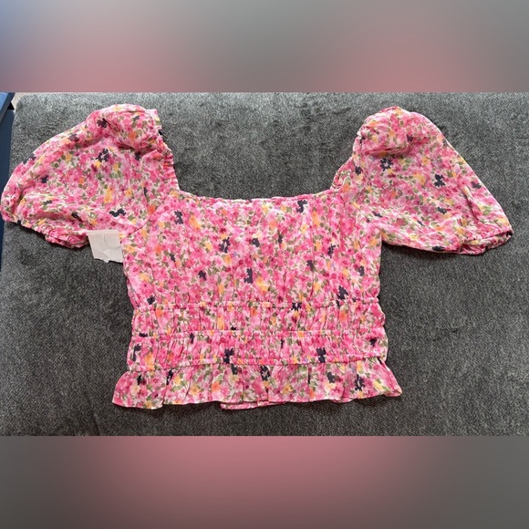 *ASTR The Label Pink Magenta Floral Cropped Keyhole Front Tie Size Lrg NWT - Picture 4 of 8